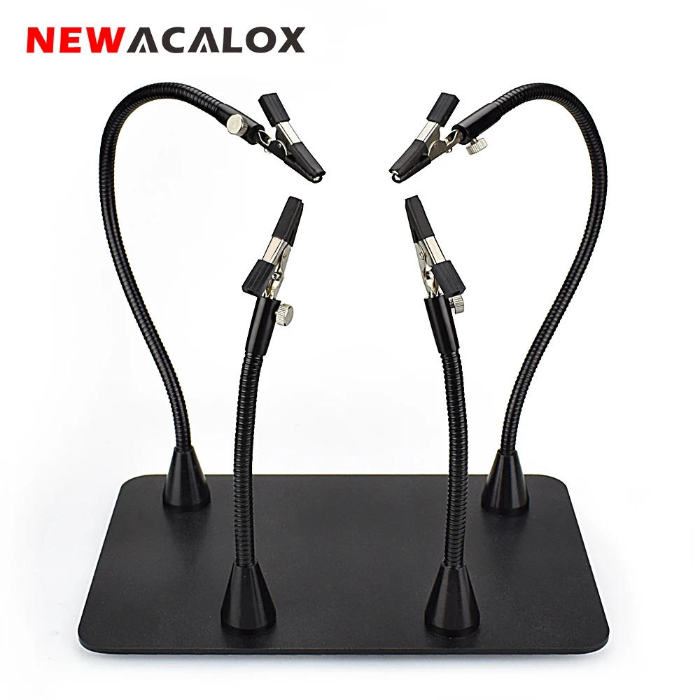 NEWACALOX Soldering Third Hand Tool PCB Holder with Magnetic 4Pcs Flexible Arms Crafts Jewelry Welding Workshop Helping Station soldering tool