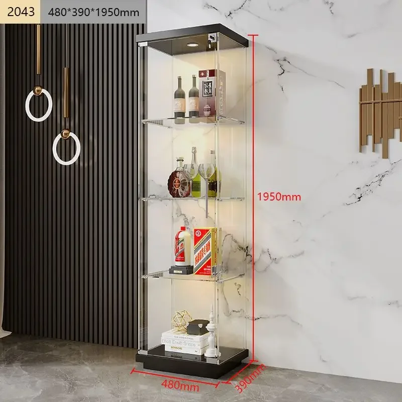 Customised Wine Cabinet, Living Room Glass Display Case With Light