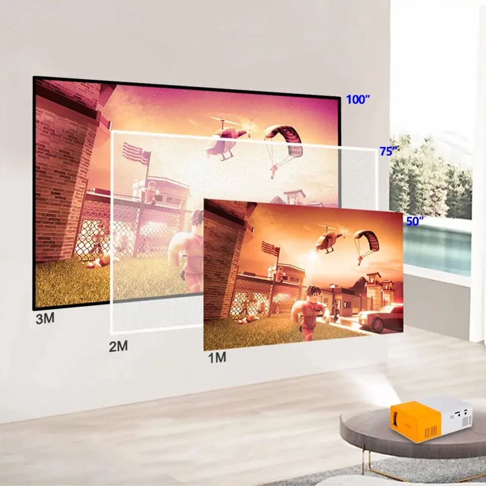 지지대 HDMI USB AV TF 카드 휴대용 미니 포켓 프로젝터, 홈 시어터용 야외 비디오 영화 프로젝터