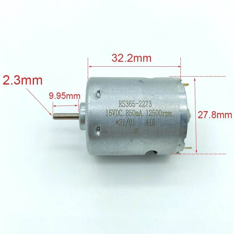 365 마이크로 DC 모터 12V-18V 15V 고속 11300rpm-17500rpm 볼 베어링 카본 브러시 전기 DIY 모델 엔진 팬