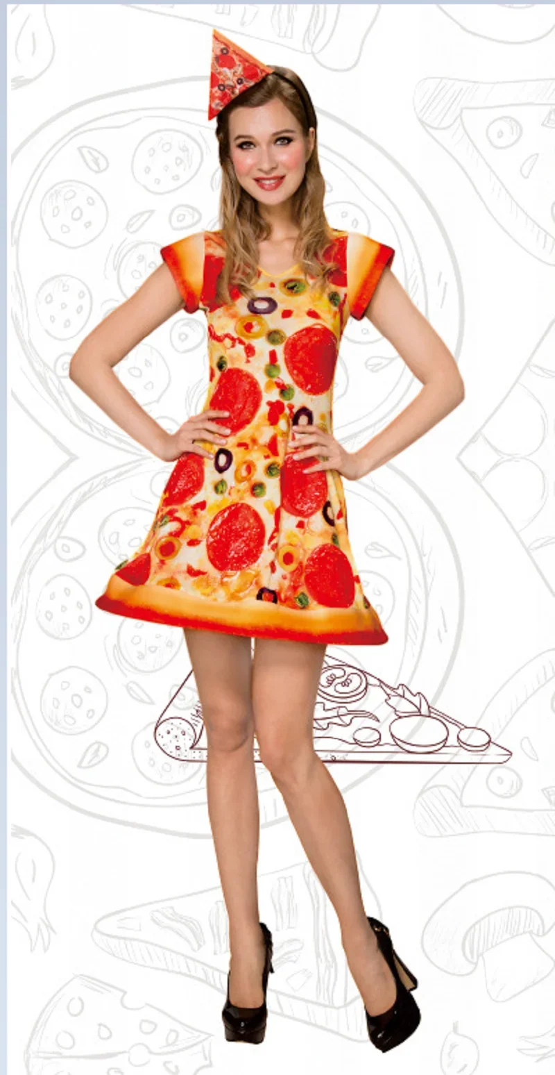 Creative Funny Pizza Skirt With Headband For Adult And Children Carnival Party Performance Props