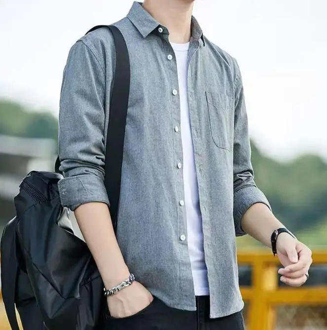 

Pure cotton color shirt with long sleeves