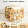 5-in-1 Kids Art Table and 2 Chair Set with Storage Cabinet, Wooden Craft Desk, Sensory Table with Paper Roll for Ages 2-12