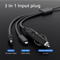 (15Meter/49.2ft ) DC Power Cable for Starlink Mini 100W 3-in-1 Plug USB C 12-24V Cigarette Lighter Plug and DC Male Power Cord 2