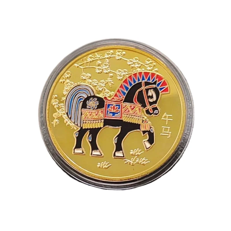 Horse Souvenir Coin For Collectible Decoration Lucky Coin Charms Challenge Coin Metal Crafts 40mm Zodiac Horse Commemorative