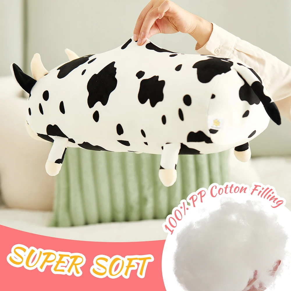 48cm Soft Cow Plush Toys White Black Dot Long Cow Doll Stuffed Animals for Girls Nap Pillow Dairy Cow Long Doll Kids Birthday 1pc black white suede watch cushions watch pillow for case storage box wrist watch bracelet display stand holder organizer