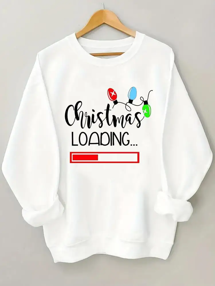 

Merry Christmas Light Festival Trend 90s Clothing New Year Women O-neck Pullovers Casual Graphic Ladies Fleece Sweatshirts