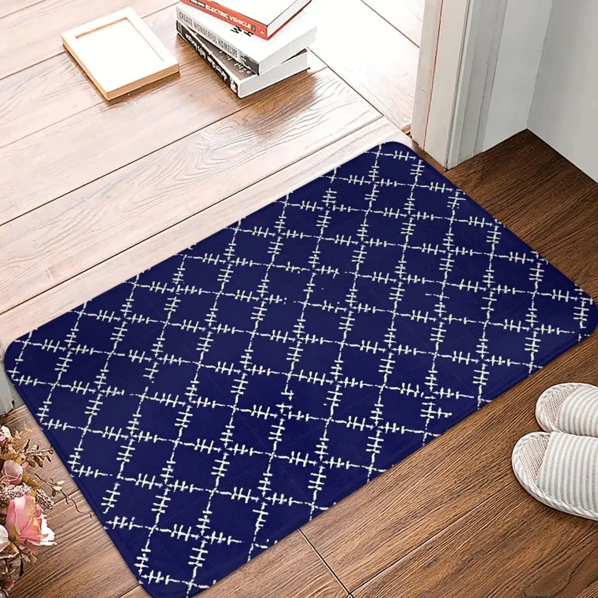 

Rhombous Non-slip Doormat Bath Mat Blue Floor Carpet Welcome Rug Indoor Decorative