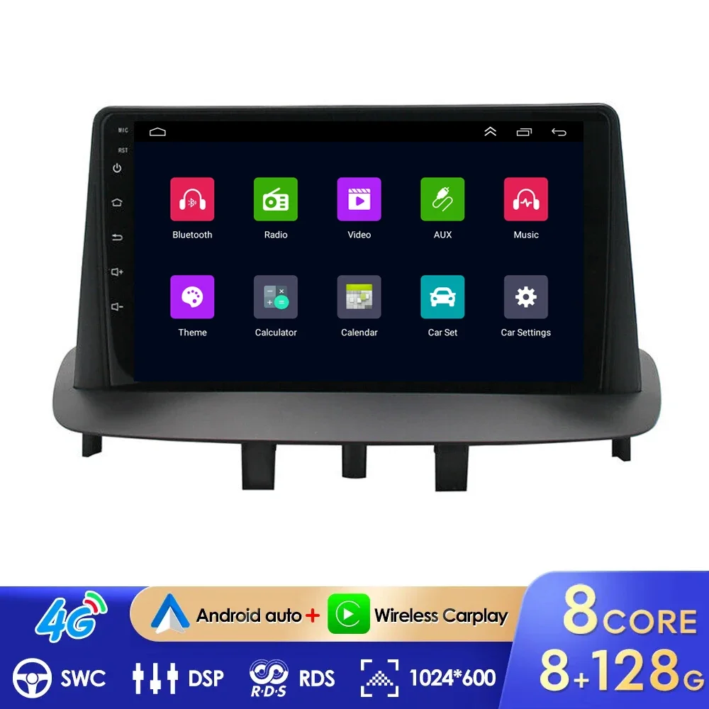 

Автомагнитола 2DIN Android 13,0 для Renault Megane 3 Fluence 2008-2014, мультимедиа 2DIN, 4G, GPS-навигация, Carplay, DVD, автостерео