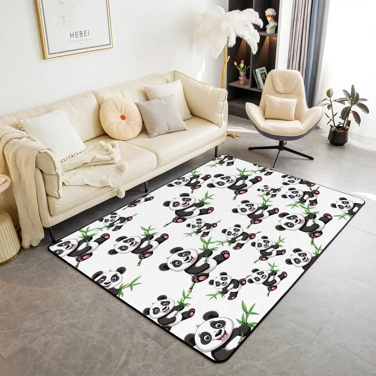 Panda Area Rug Cute Panda Bear Rugs for Living Room Bedroom Set Floor ...