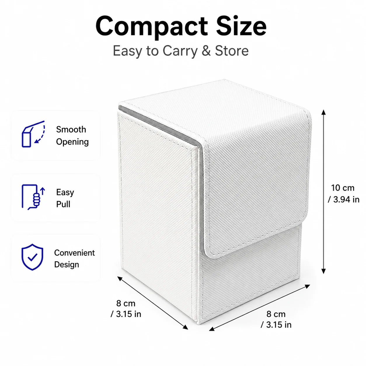 Premium PU Leather Card Deck Storage Box - Magnetic Closure, Holds 100+ Sleeved Game Cards, Blue