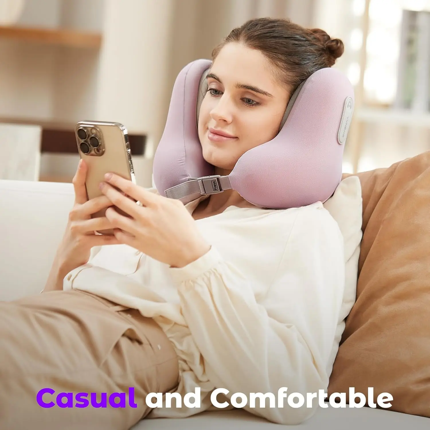 Travel Neck Pillow with Bluetooth Headset, Memory Foam Airplane Pillow for Head Support, Ergonomic Design Traveling Music Pillow 3