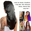 1Pc Simulated Silk Sleeping Hat Curly Hair Oversized Hat Braided Satin Hat Women's Silk Long Barrel Elastic Hairband Hat 4