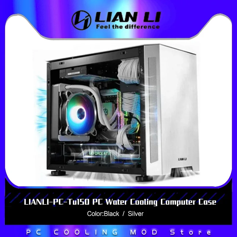 LIANLI-PC-Tu150 PC Water Cooling Computer Case,Best MOD PC Case Build DIY Gaming Case Gamer Cabinet,Silver Black Small