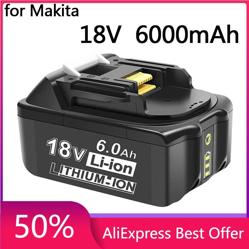 

100% Original For Makita 18V 6000mAh Rechargeable Power Tools Battery with LED Li-ion Replacement LXT BL1860B BL1860 BL1850