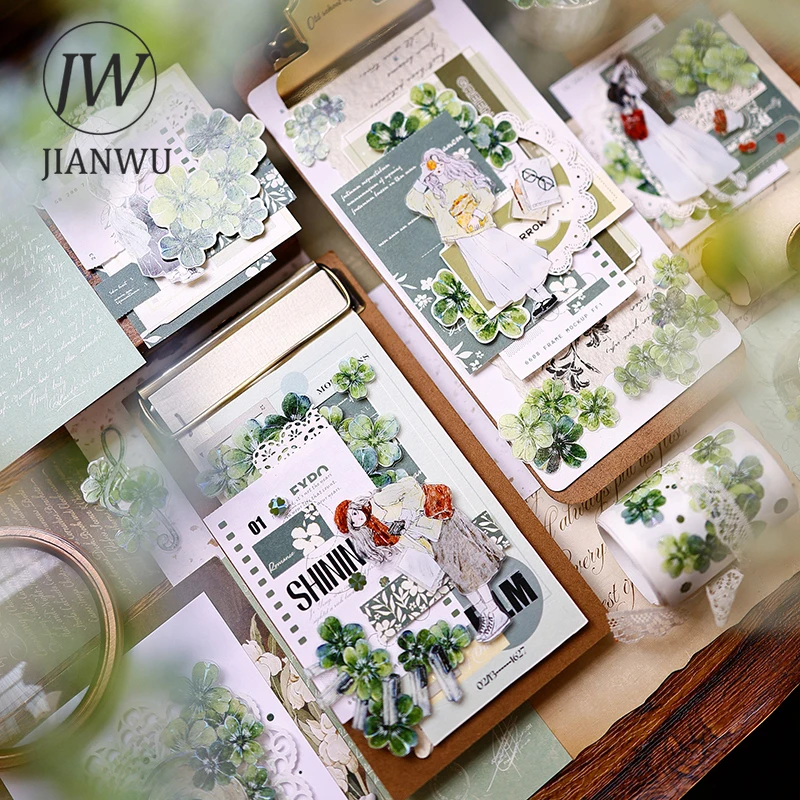 JIANWU 50mm * 5m 빈티지 소녀 캐릭터 풍경 소재 콜라주 스크랩북 PET 테이프 크리 에이 티브 DIY 저널 문구