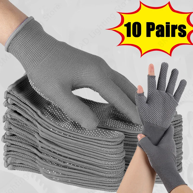 Non Slip Touchscreen Gloves for Men Women Nylon Breathable Half Finger Outdoor Iding Sport Fitness Cycling Garden Labor Gloves