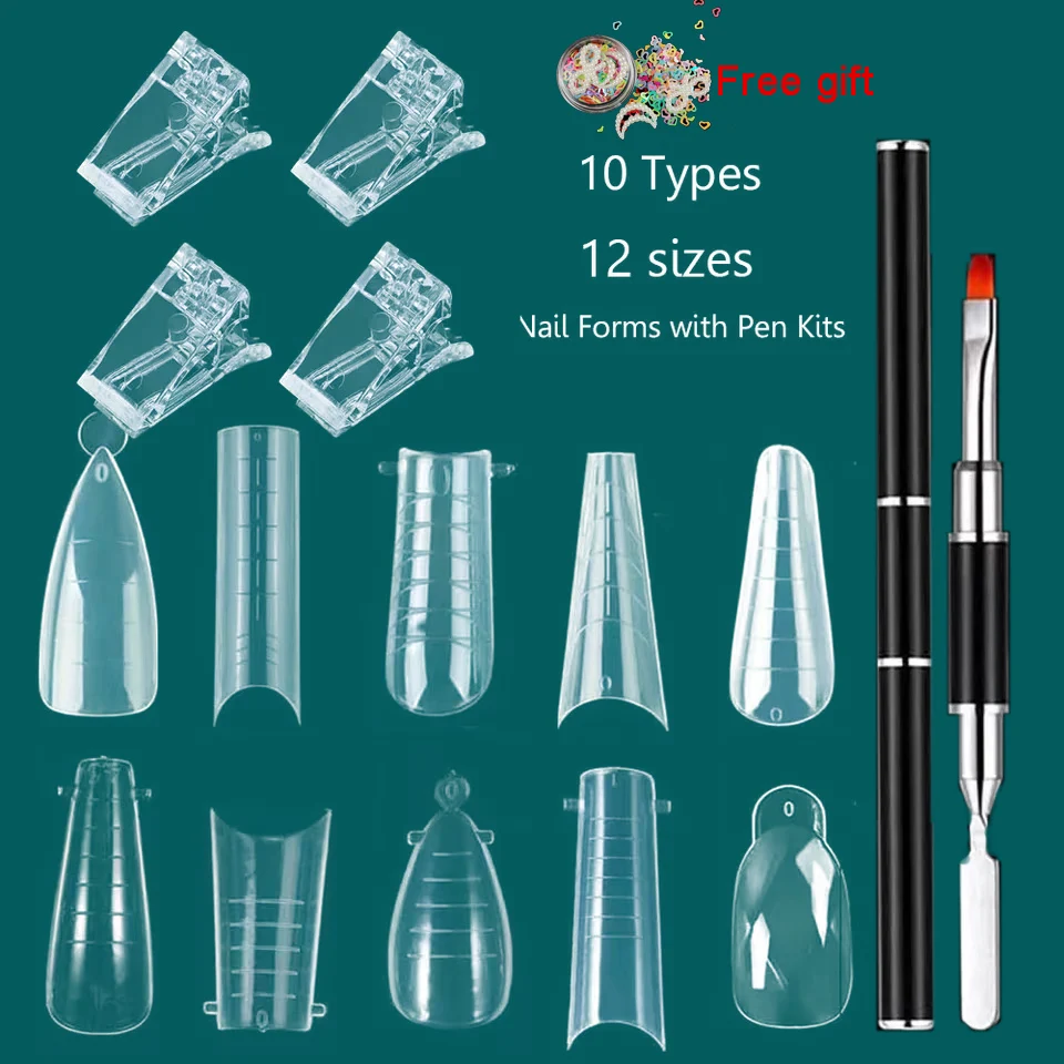 

False Nail DIY Nails Salon Tip Acrylic Transparent Dual Forms Nail Form For Extension Tips Capsule Stiletto Half Cover Fake Nail
