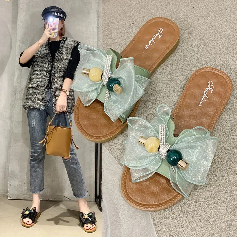 

2023 New Slippers Women Summer Wear Net Red Ins Fashion Casual Beach Shoes One-word Sandals and Slippers Women