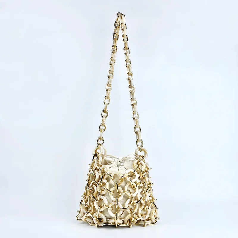 

Niche Unique Design Japanese and Korean Style Hollow Out Acrylic Woven High-grade Exquisite Sense of Shoulder Bag for Women