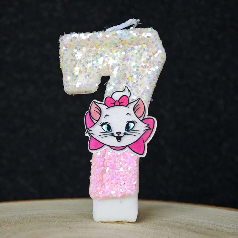 Rosa Süße Marie Katze L Cartoon 0-9 Zahlenkerze für Kinder Babyparty Geburtstag Steckbare Kuchen-Party-Dekoration Geschenkzubehör – Detail 20
