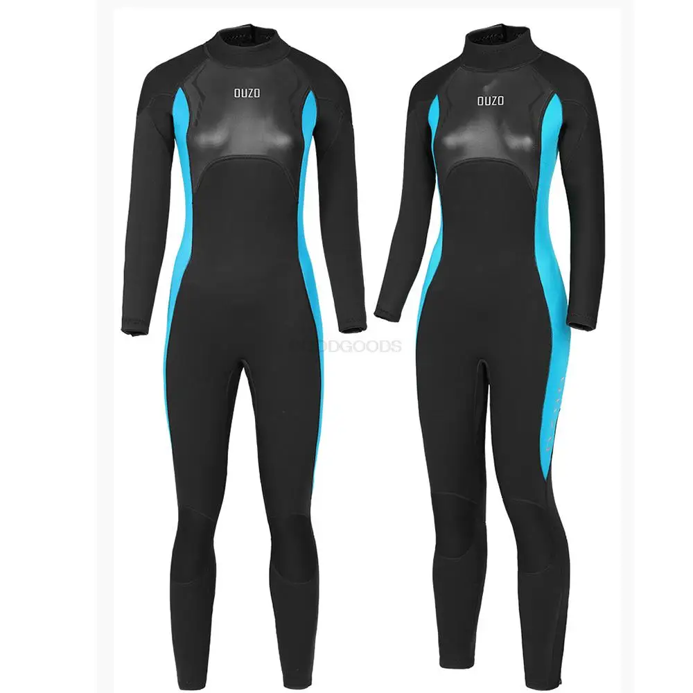 Women 3MM Wetsuit Full Bodysuit Round Neck Diving Suit Stretchy Swimming Surfing Snorkeling Kayaking Sports Clothing