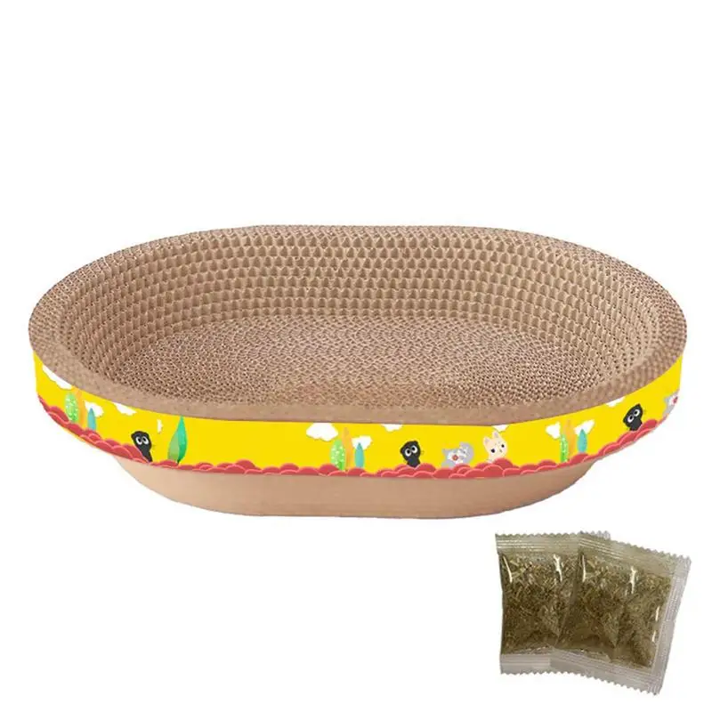 

Oval Cat Scratcher Bed Relaxing Pad For Pets Corrugated Cardboard Cat Scratching Pad Cat Scratching Lounge Bed Sofa With Catnip