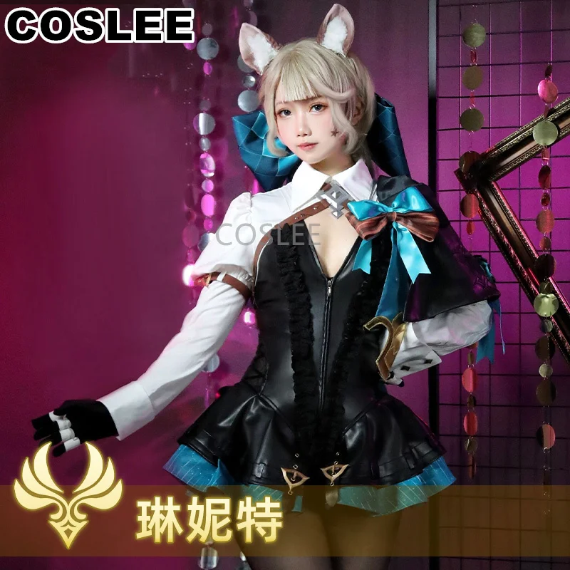 

COSLEE [XS-XXL] Genshin Impact Lynette Cosplay Costume Game Suit Lovely Dress Uniform Role Play Halloween Party Outfit New 2023