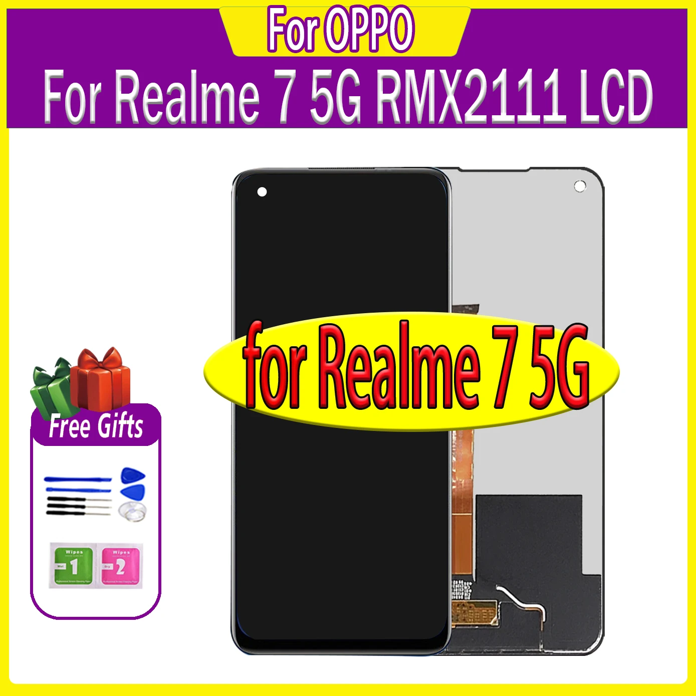 

6,5 ''ЖК-дисплей для Oppo Realme 7 5G LCD RMX2111 дисплей сенсорный экран дигитайзер для Relame7 5G Didsplay замена в сборе