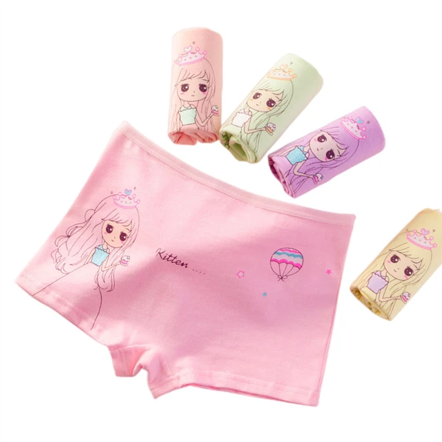 4pcs Girls Cotton Briefs Children Underwear Princess Girl Printing