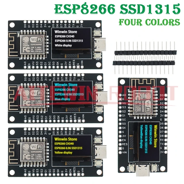 NodeMCU ESP8266 Development Board SSD1315 0.96 inch OLED Display CH340G ESP-12F WiFi Module TYPE-C USB  For Arduino/Micropython