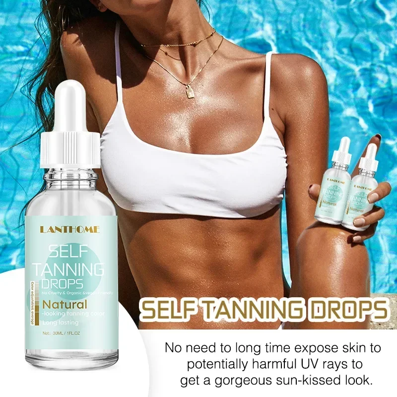 Lanthome 30ml Self-Tanning Drops Body Lotion Natural Tanning Oil for Skin Care Without UV Damage Quickly Absorb Sun Tan Body Oil