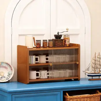 ตู้วางบนเคาน์เตอร์ ตู้เก็บของบนโต๊ะ ประหยัดพื้นที่ ที่เก็บของสไตล์ชนบท ตู้เก็บของอเนกประสงค์ น้ำหนักเบา สำหรับสำนักงาน 1