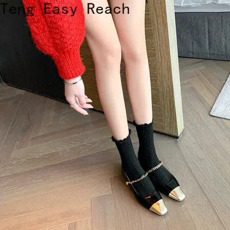 Square-toe High-heeled Shoes, Feminine Temperament, Advanced Black Mary Jane Shoes, Thick Heels and Leather Shoes.34-40