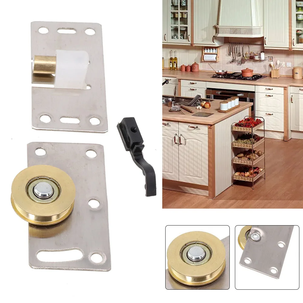 1set Stainless Steel Pulley Heavy Duty Sliding Door Wheels Pulleys Rollers Runners For Cupboard Cabinet Funiture Accessories