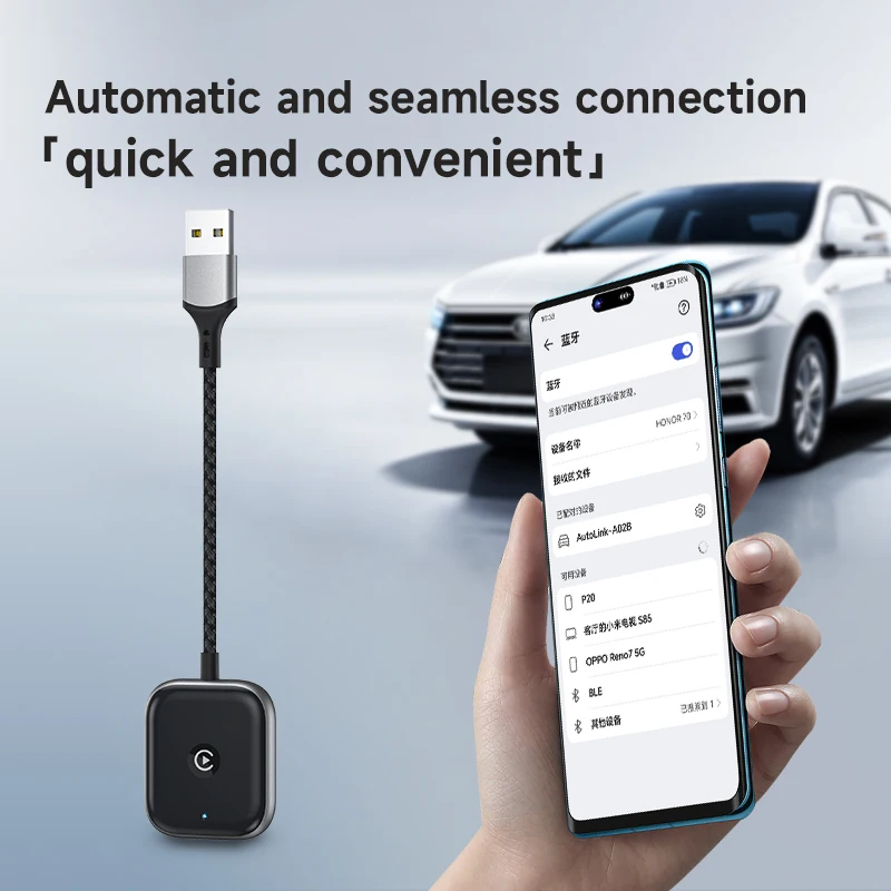 Android Auto Wireless Adapter for Factory Wired Android Auto-Instant Connection, Converts Wired to Wireless, for Nissan Toyota