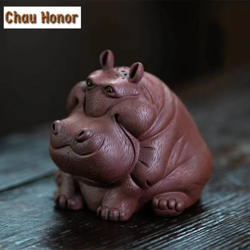 High-end Yixing Raw Ore Zisha Hippo Tea Pet Handmade Household Tea Table Decoration Supplies Chinese Tea Ceremony Gift Packaging