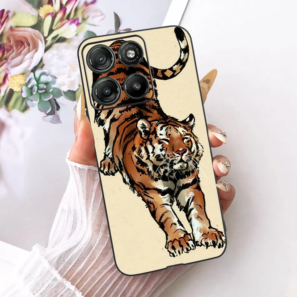 Cool Dragon Tiger Pattern Black Silicone Phone Case with Soft Bumpers