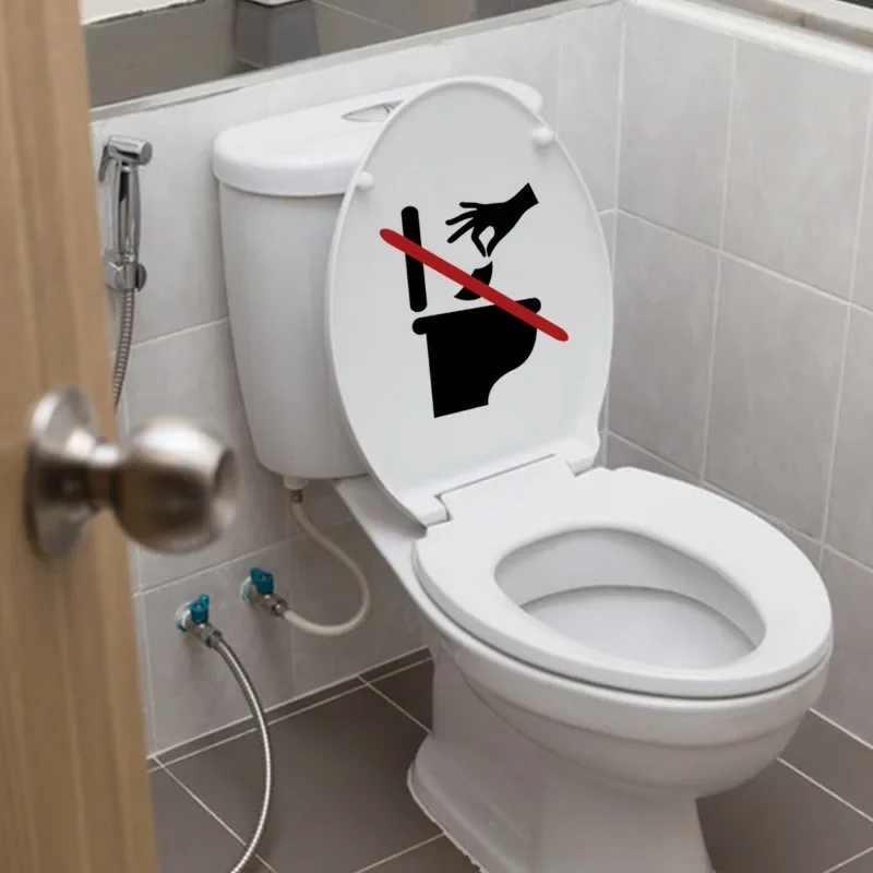 Toilet Stickers Warning Signs Prohibition of Paper Towels Toilet Bathroom Decoration Self-adhesive Wall Stickers