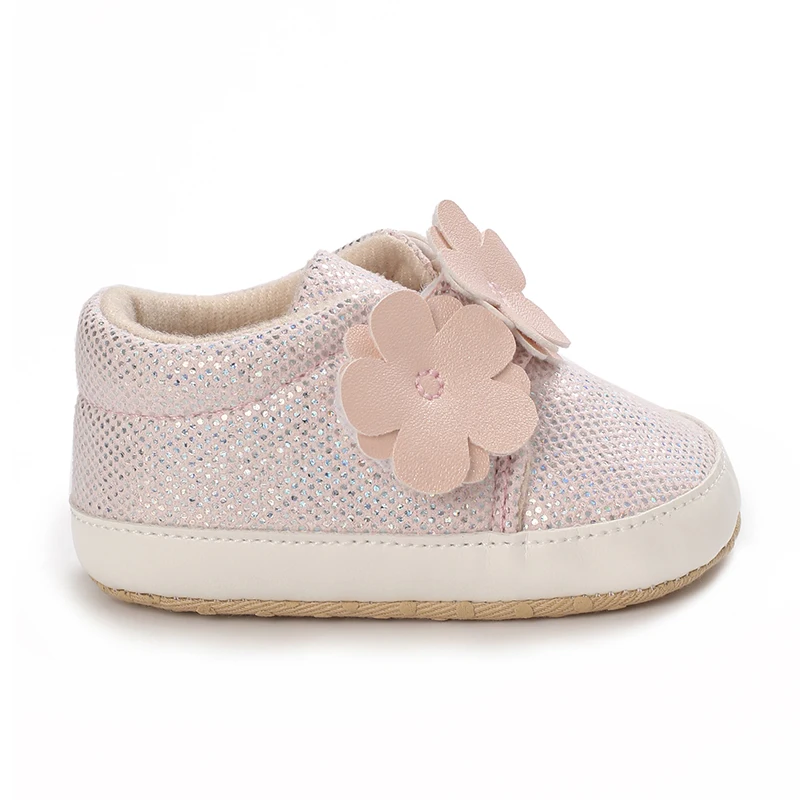 Spring and Autumn 0-18 Month Newborn Baby Shoes Baby Comfortable Soft Sole Walking Shoes Girl Cute Flower Sports Shoes 4