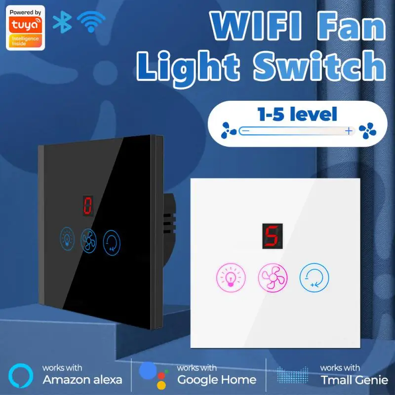 Light Blue USA Wifi Smart Wall Touch Light Switch Glass Panel