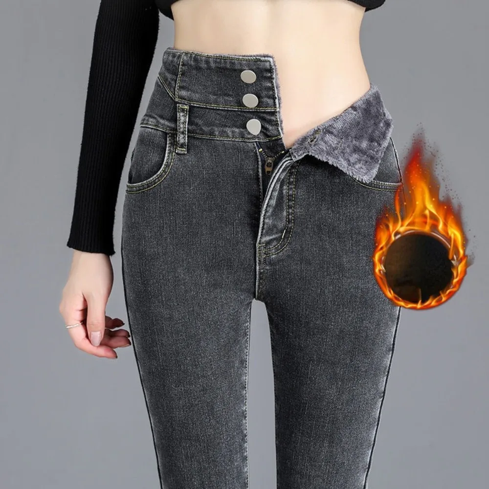 Winter Thicken Plush Velvet mon Jeans Women New Warm Slim Pencil Denim Pants women Skinny Ankle-length Leggings women jeans