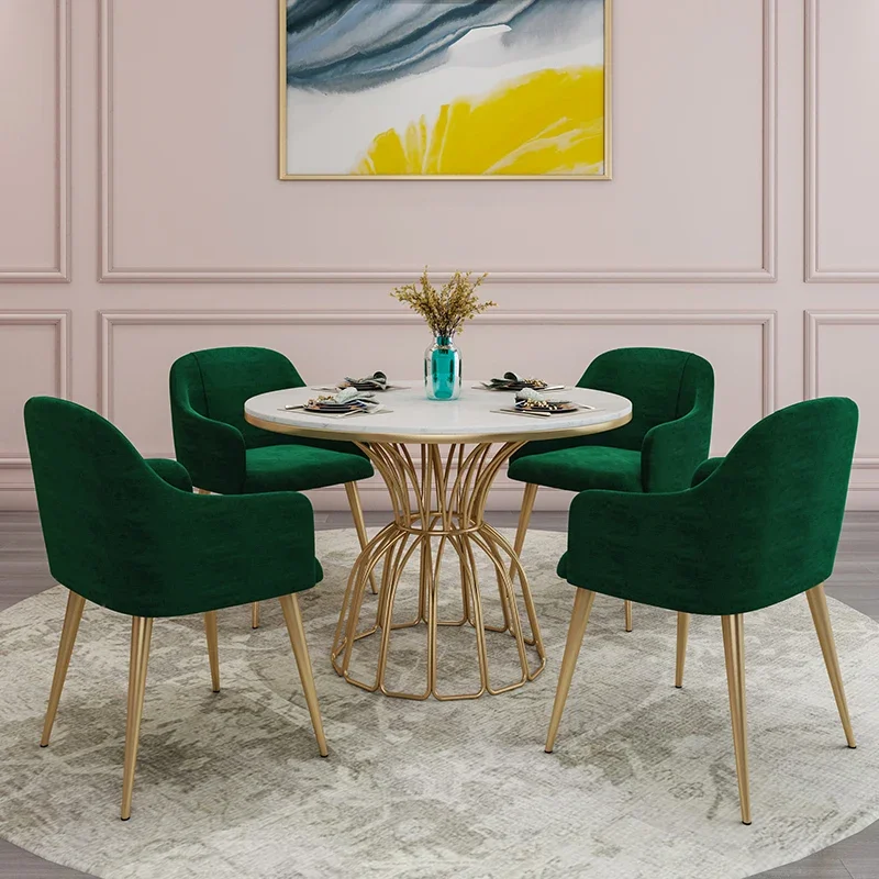 

Nordic Marble Dining Table Coffee Shop Leisure round Table Negotiation Table and Chair Combination