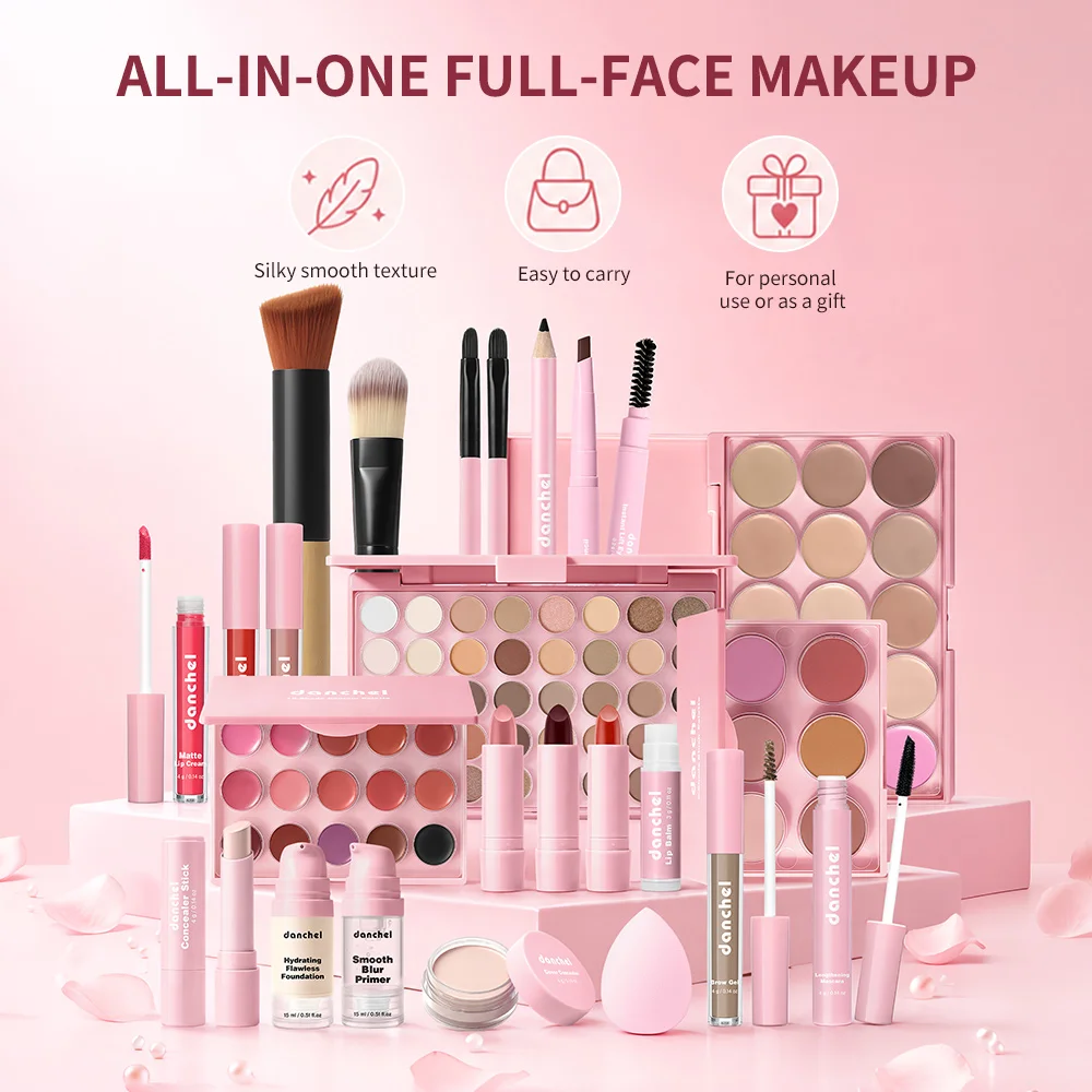 Set Trucco Tutto in Uno con Tutti i Cosmetici, Inclusi Base Trucco, Correttore, Contouring, Fard in Polvere, Trucco per Sopracciglia, Occhi e Labbra - immagine 3