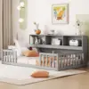 Kids Montessori Floor Bed,Twin Size Floor Bed with Bookcase and Shelves,Twin Bed Frame 4