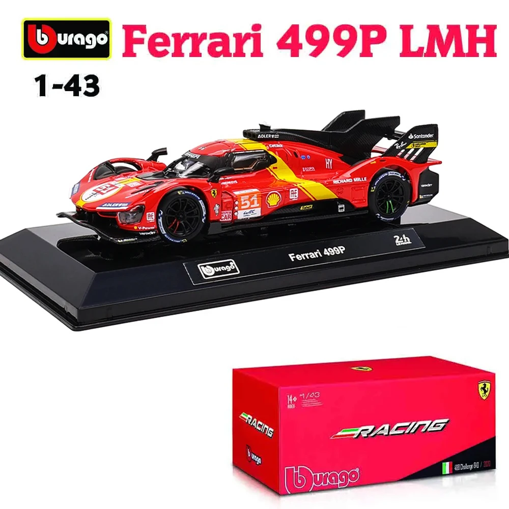 

Модель автомобиля Bburago Le Mans Ferrari 499P 2022 488 250 512 из сплава, 1:43