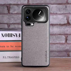 Luxury Textile Leather Phone Case with Soft TPU and Hard PC 3 - in - 1 Material for xiaomi17pro Max (Light Grey)