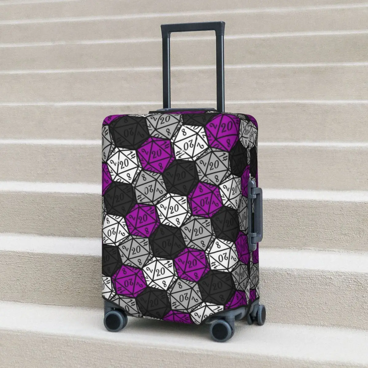

Asexual Pride Dice Suitcase Cover Abstract Geometric Cruise Trip Vacation Strectch Luggage Case Protector Christmas Gift