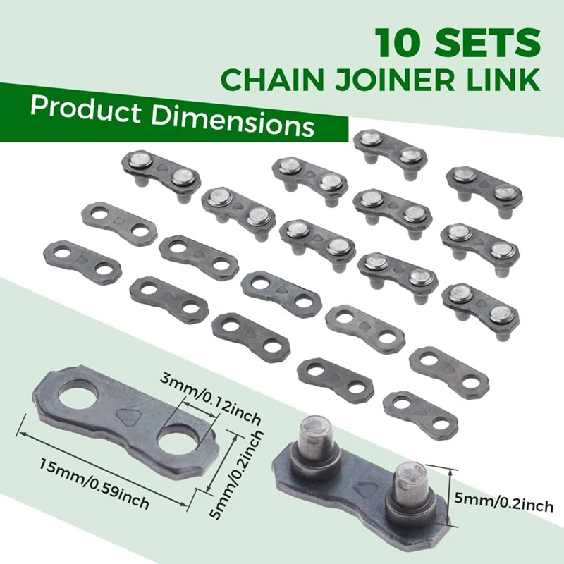 Pocket Chainsaw Breaker Chain Saw Repairing Mending Tool Set 3PCS with 10 Sets 0.325In Chainsaw Chain Joiner Link Repair