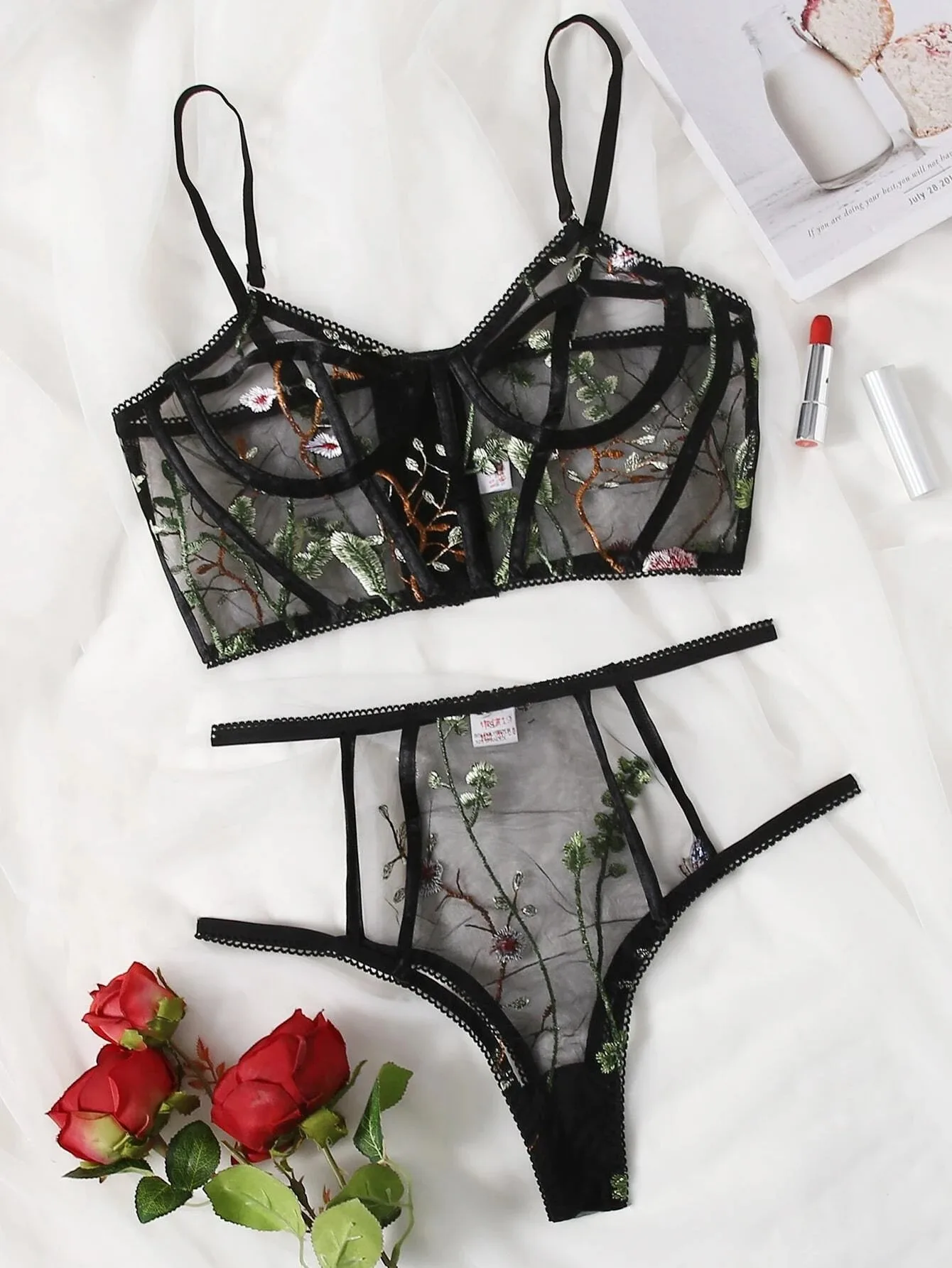 Sexy Lingerie Flower Embroidery Lingerie For Women Sexy Naughty Plus Size G-string Thong Underwear Sleepwear lenceria_voghion.com